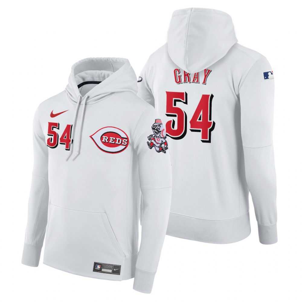 Men Cincinnati Reds 54 Gray white home hoodie 2021 MLB Nike Jerseys